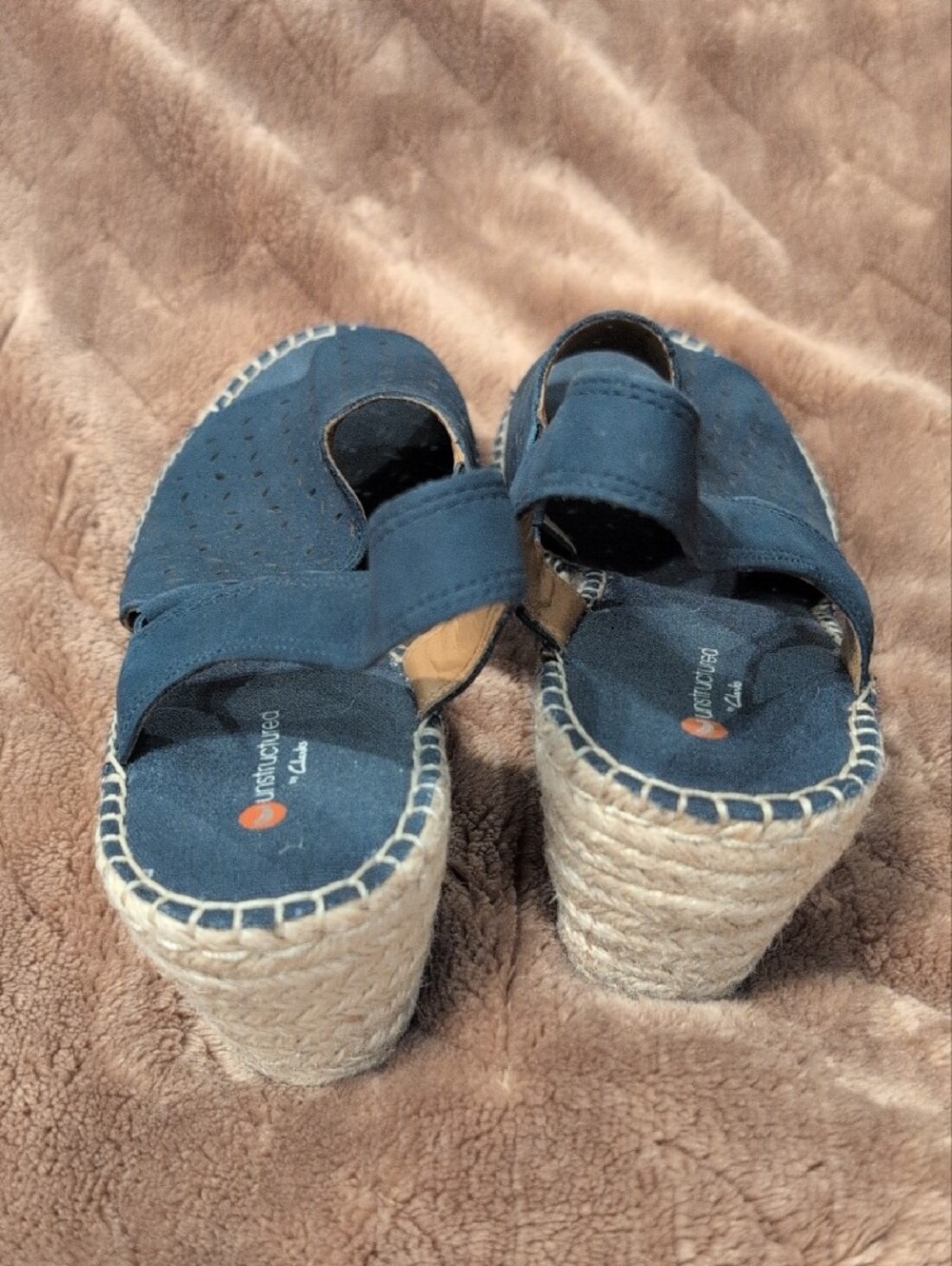 Clarks Navy Perforated Slingback Espadrilles - Picture 3 of 5